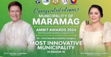 MARAMAG SECURES TOP SPOT AS MOST INNOVATIVE MUNICIPALITY IN REGION 10